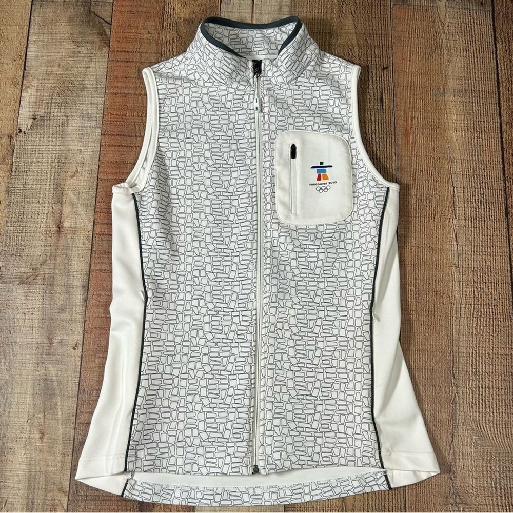 2010 Olympics Sunice Vancouver Vest Small White Gray Olympic Logo Zip Jacket